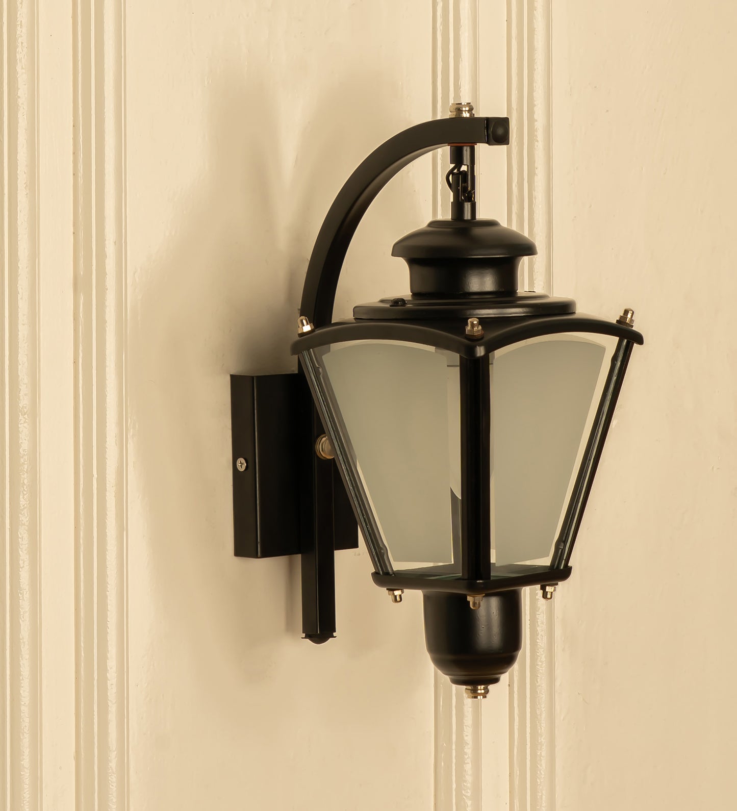 Black Waterproof Lantern Wall Light