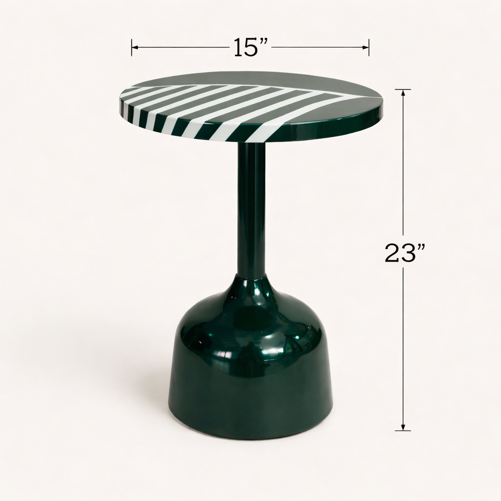 Verde Axis Modern Iron Pedestal Accent Table – Round Sculptural Side Table