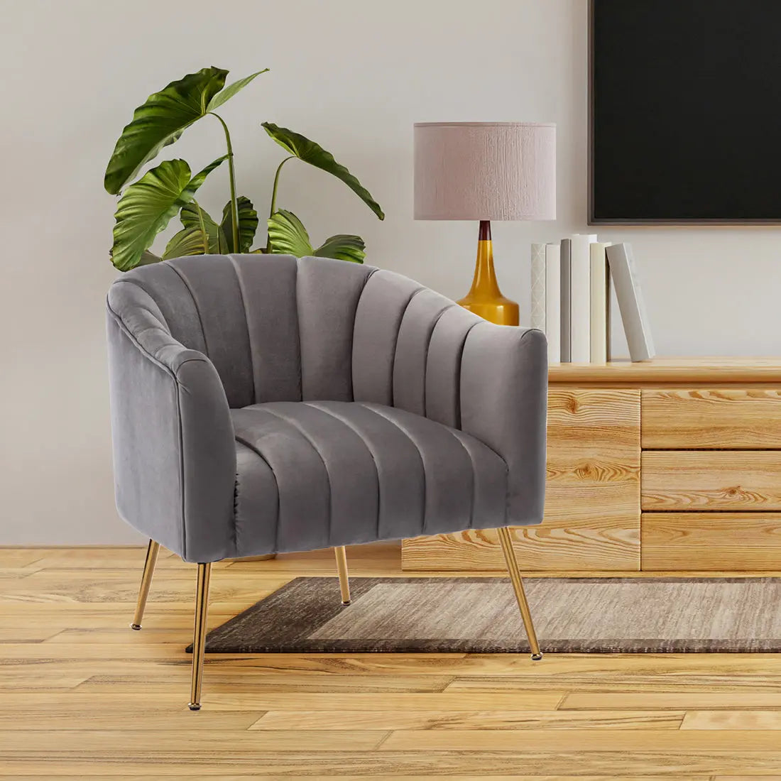 Aurora Velvet Accent Chair – Grey