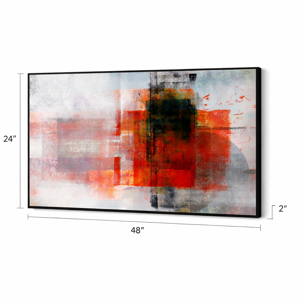 Crimson Axis – Red Black Modern Abstract Canvas Wall Art 48x24