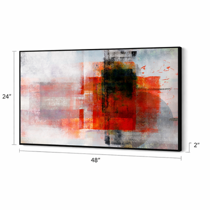 Crimson Axis – Red Black Modern Abstract Canvas Wall Art 48x24