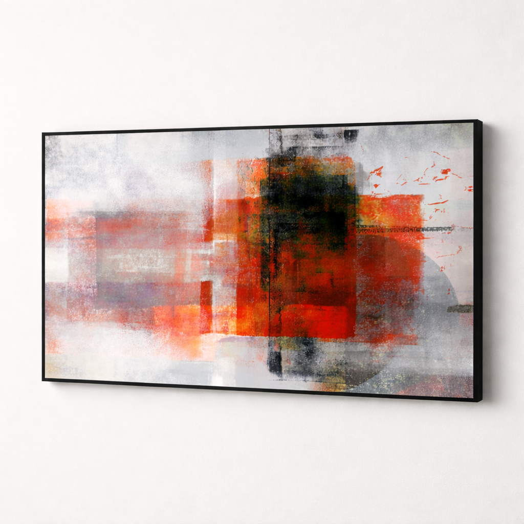 Crimson Axis – Red Black Modern Abstract Canvas Wall Art 48x24