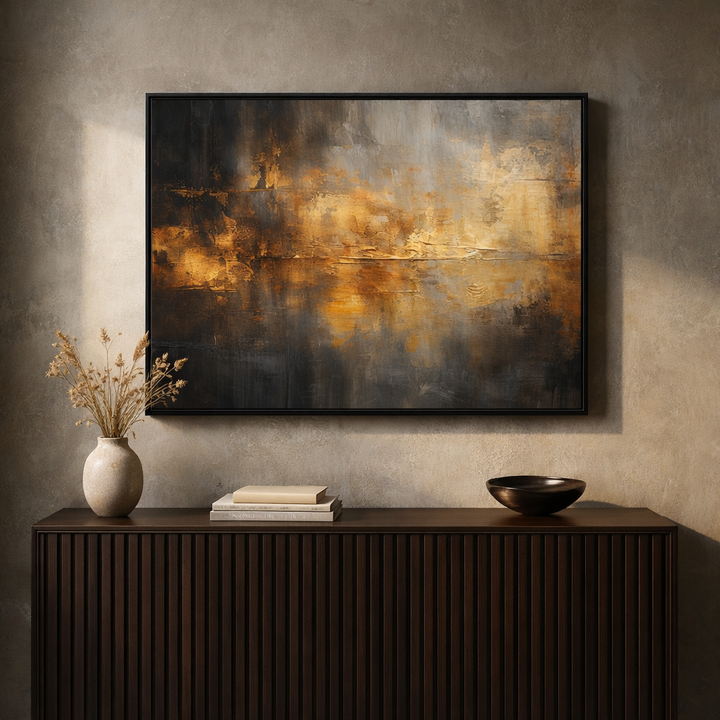 Golden Ember – Brown Gold Textured Luxury Canvas Wall Art 48x24