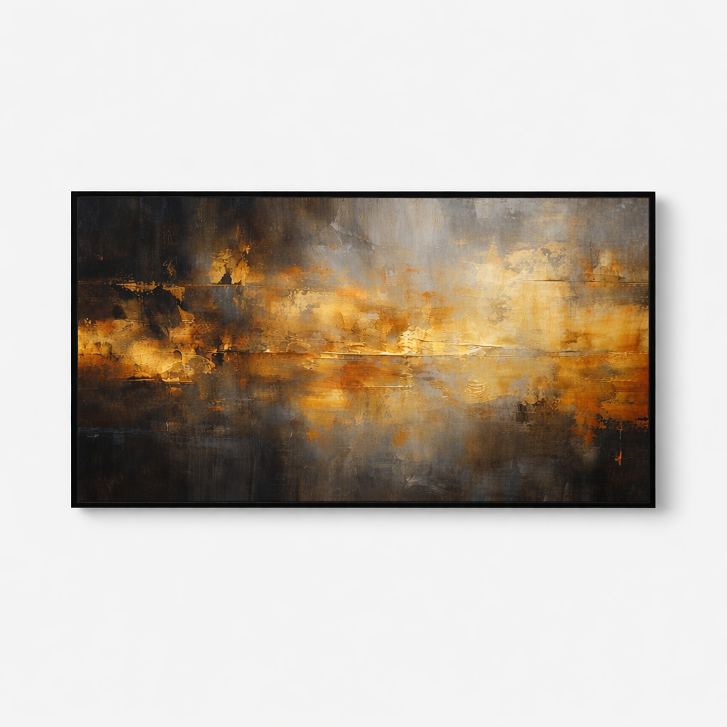 Golden Ember – Brown Gold Textured Luxury Canvas Wall Art 48x24