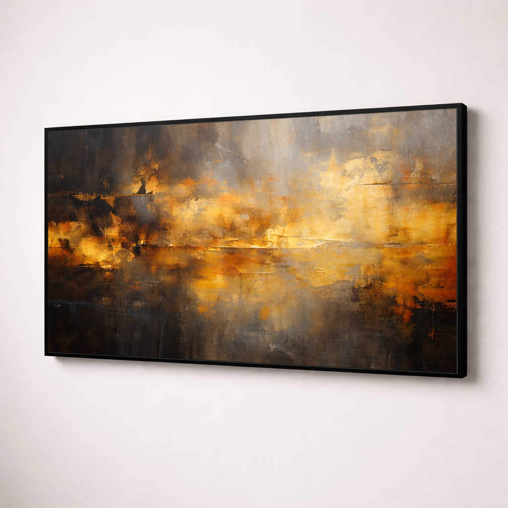 Golden Ember – Brown Gold Textured Luxury Canvas Wall Art 48x24
