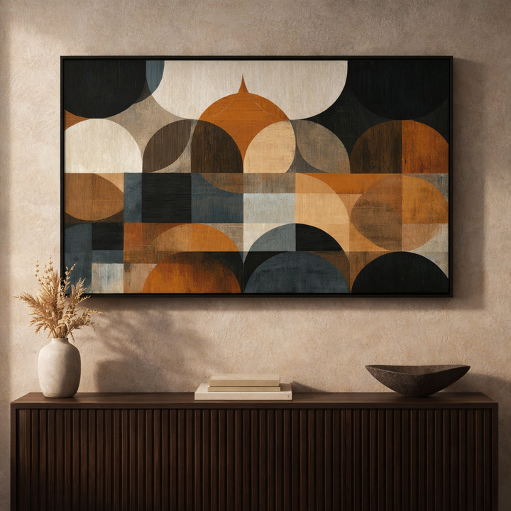 Mid Century Arcs – Retro Geometric Canvas Wall Art 48x24