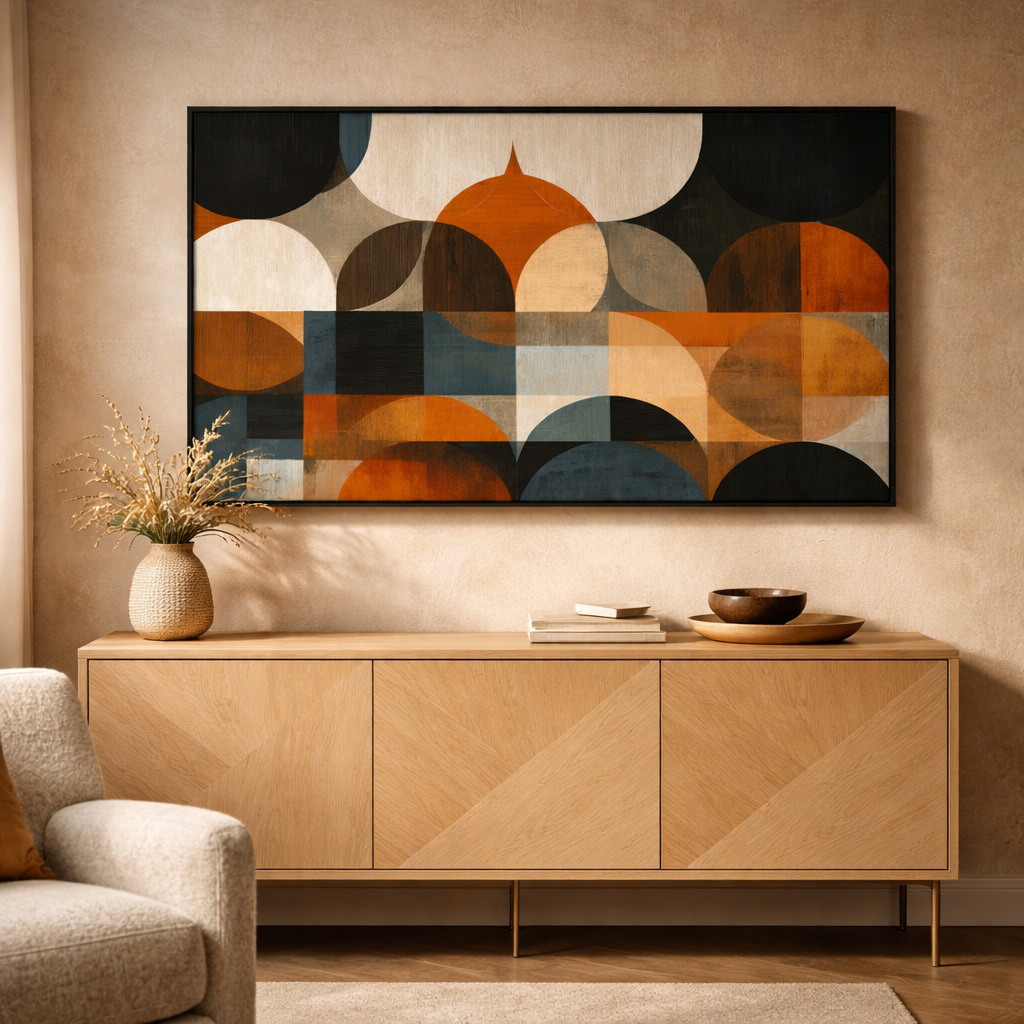 Mid Century Arcs – Retro Geometric Canvas Wall Art 48x24