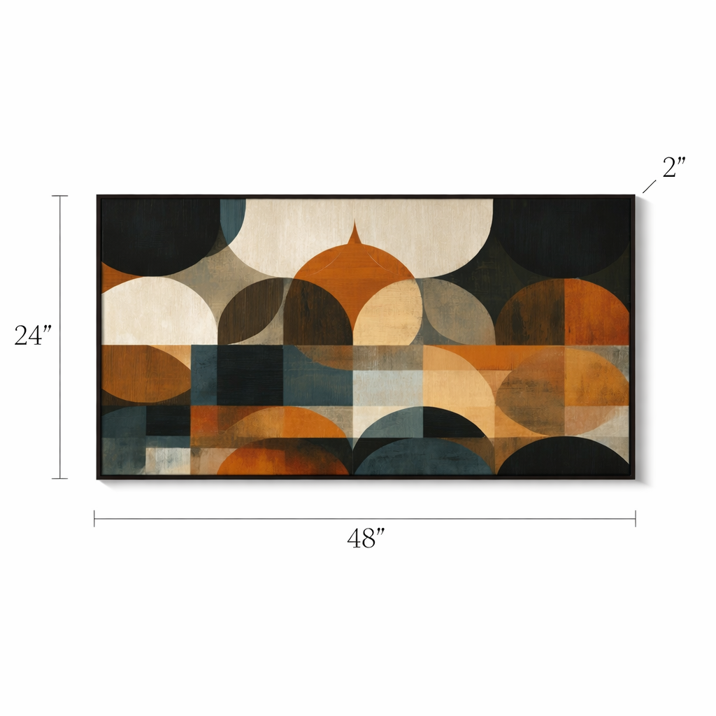 Mid Century Arcs – Retro Geometric Canvas Wall Art 48x24