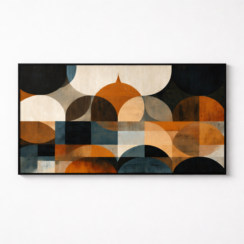 Mid Century Arcs – Retro Geometric Canvas Wall Art 48x24