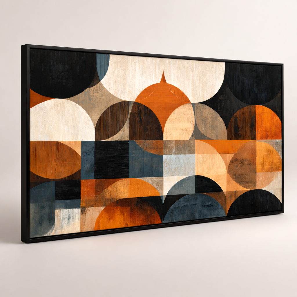 Mid Century Arcs – Retro Geometric Canvas Wall Art 48x24