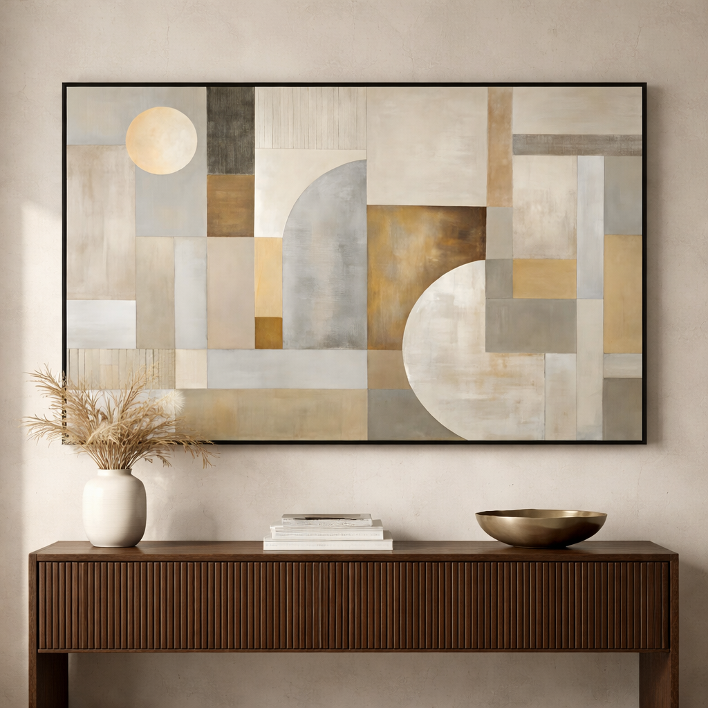 Architectural Harmony – Neutral Arch Modern Canvas Wall Art 48x24