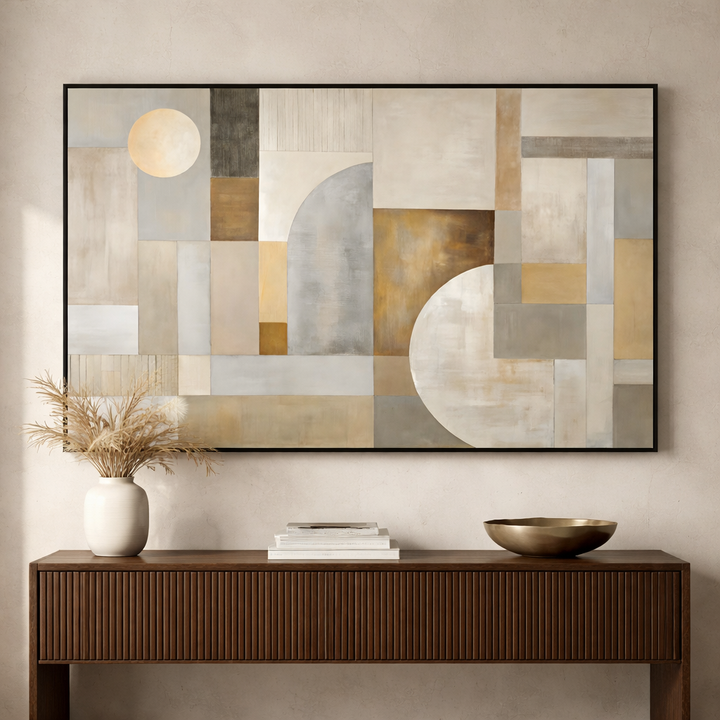 Architectural Harmony – Neutral Arch Modern Canvas Wall Art 48x24