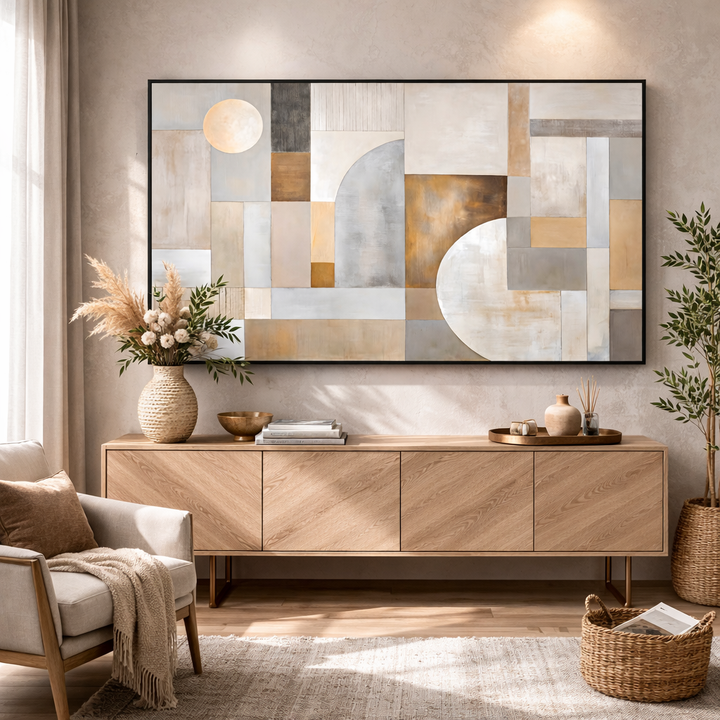 Architectural Harmony – Neutral Arch Modern Canvas Wall Art 48x24
