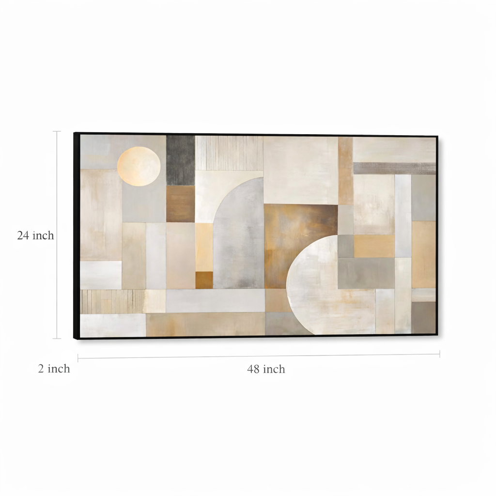 Architectural Harmony – Neutral Arch Modern Canvas Wall Art 48x24