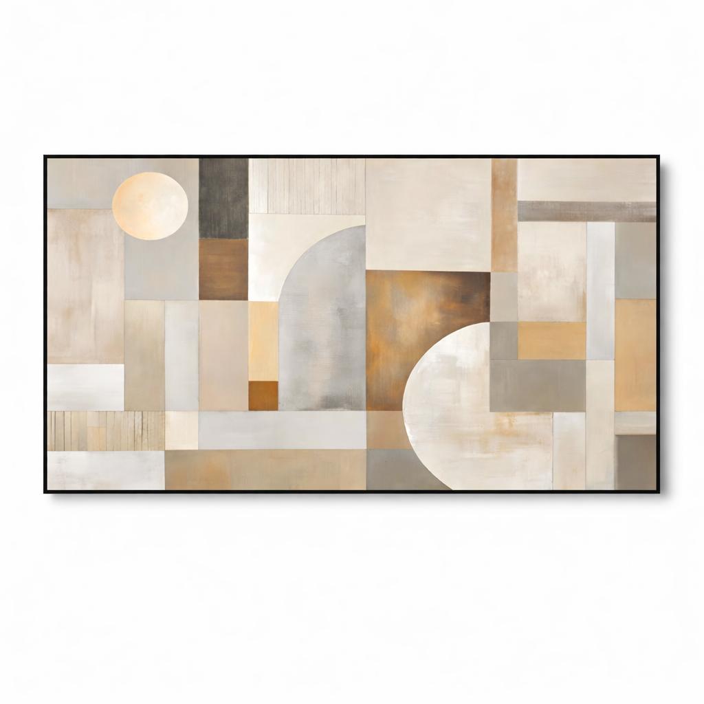 Architectural Harmony – Neutral Arch Modern Canvas Wall Art 48x24
