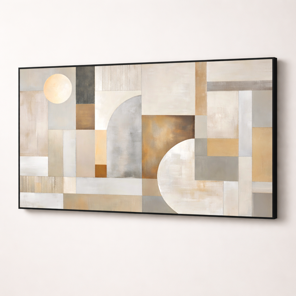 Architectural Harmony – Neutral Arch Modern Canvas Wall Art 48x24