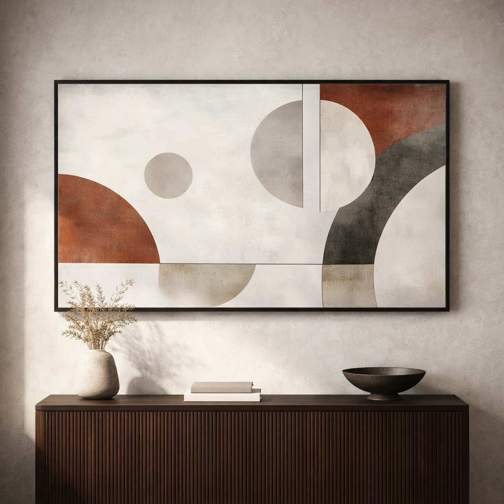 Celestial Geometry – Circle Abstract Modern Canvas Wall Art 48x24