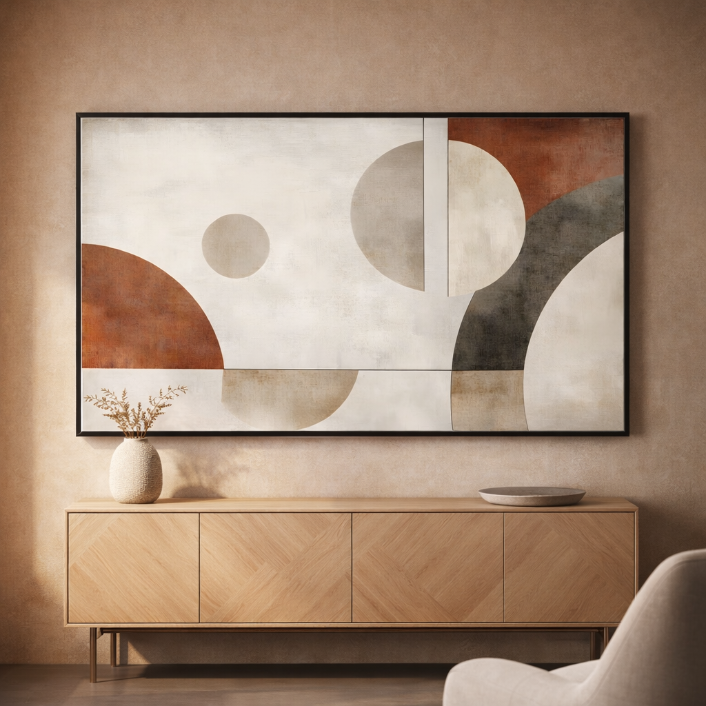 Celestial Geometry – Circle Abstract Modern Canvas Wall Art 48x24