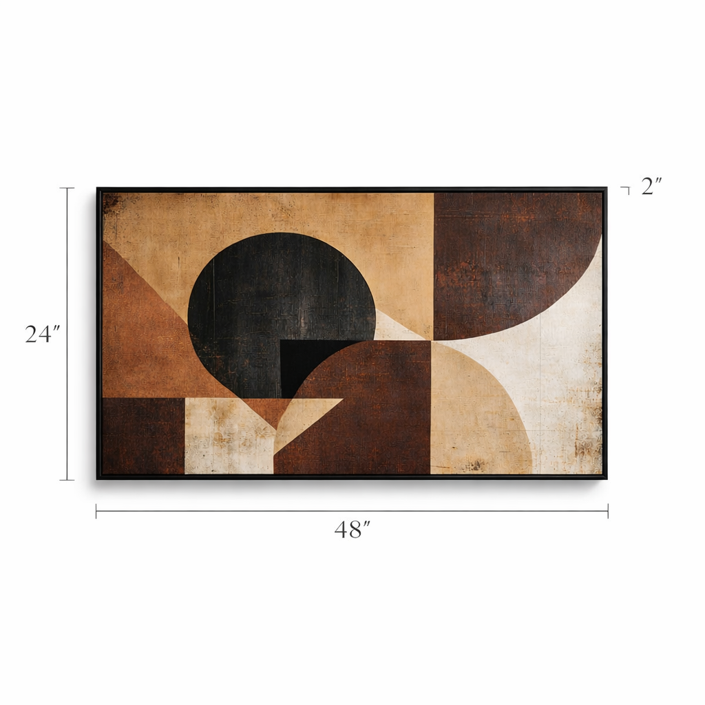 Rustic Orbit – Earth Tone Geometric Canvas Wall Art 48x24