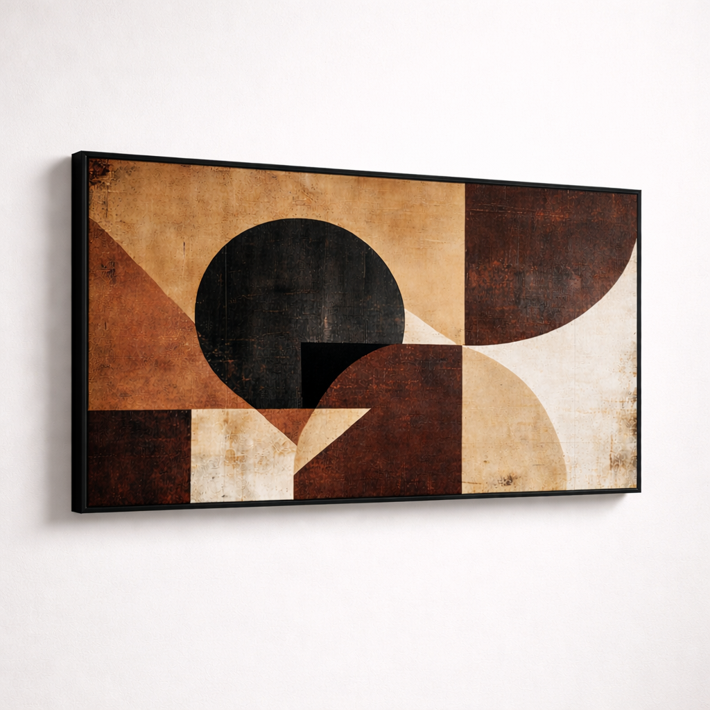 Rustic Orbit – Earth Tone Geometric Canvas Wall Art 48x24