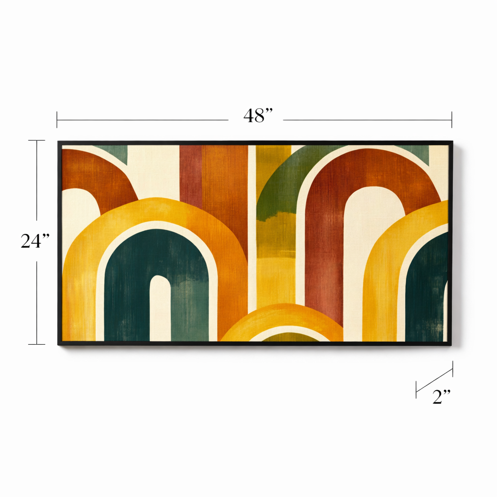 Golden Archways – Colorful Retro Modern Canvas Wall Art 48x24