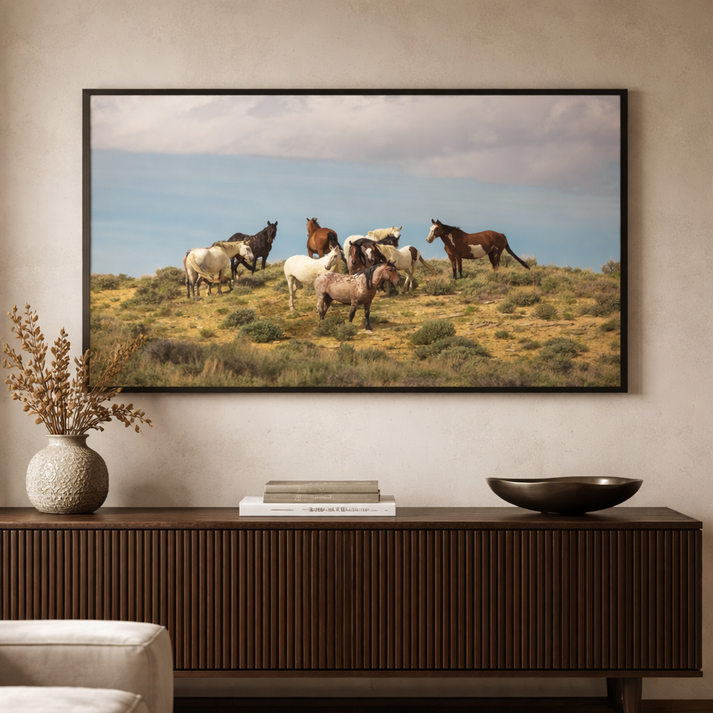 Wild Horizon – Horse Landscape Canvas Wall Art 48x24