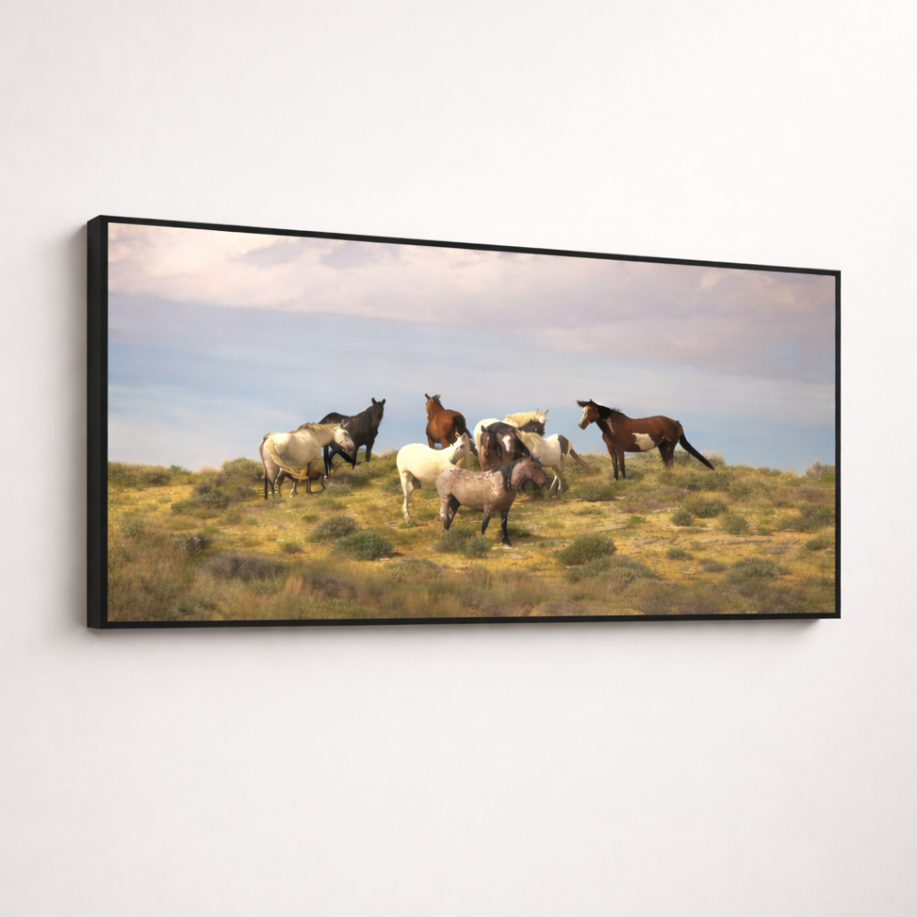 Wild Horizon – Horse Landscape Canvas Wall Art 48x24