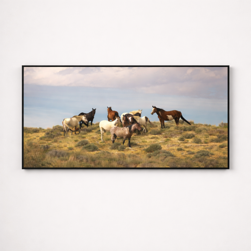 Wild Horizon – Horse Landscape Canvas Wall Art 48x24