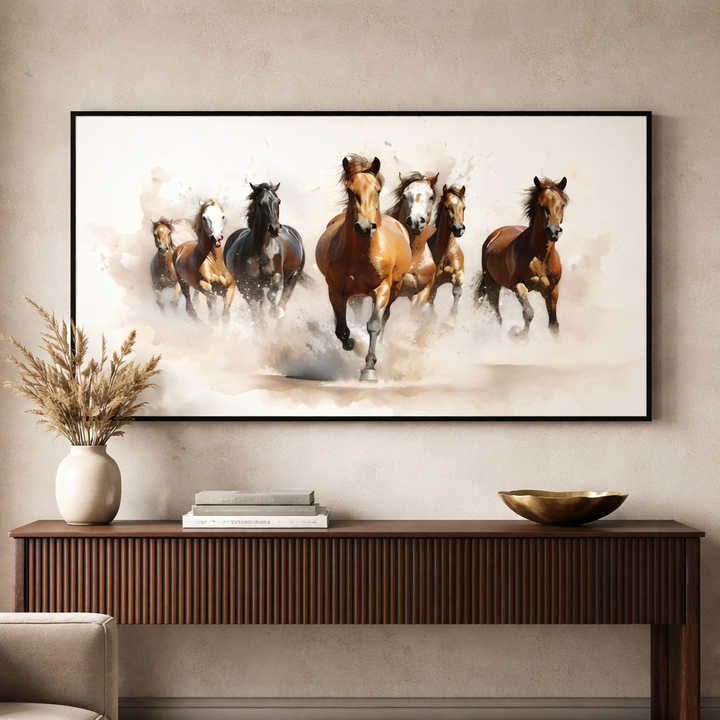 Freedom Charge – Running Horses Modern Canvas Art 48x24
