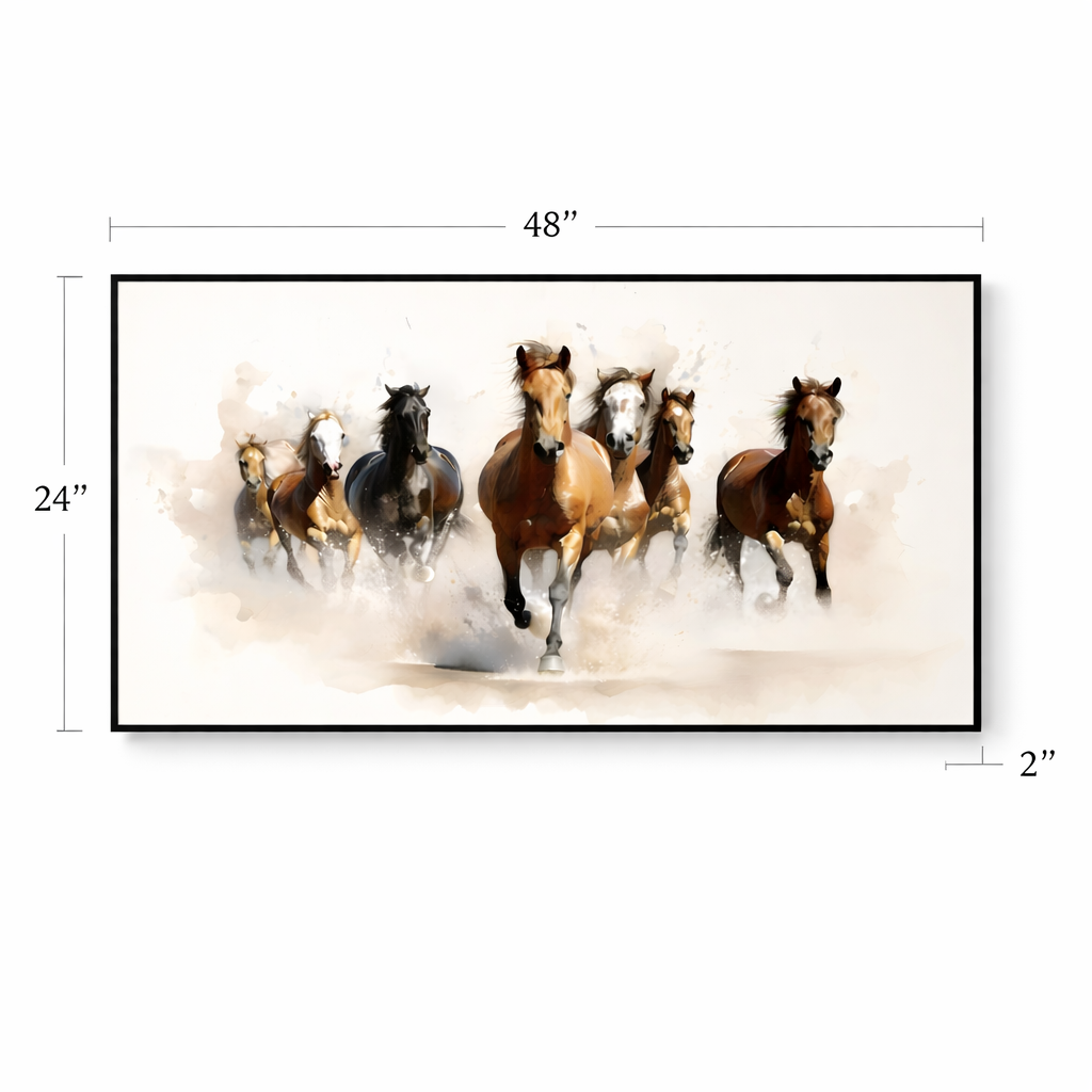 Freedom Charge – Running Horses Modern Canvas Art 48x24