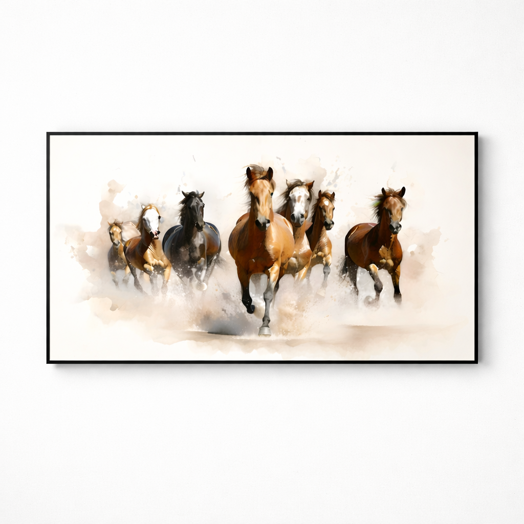 Freedom Charge – Running Horses Modern Canvas Art 48x24
