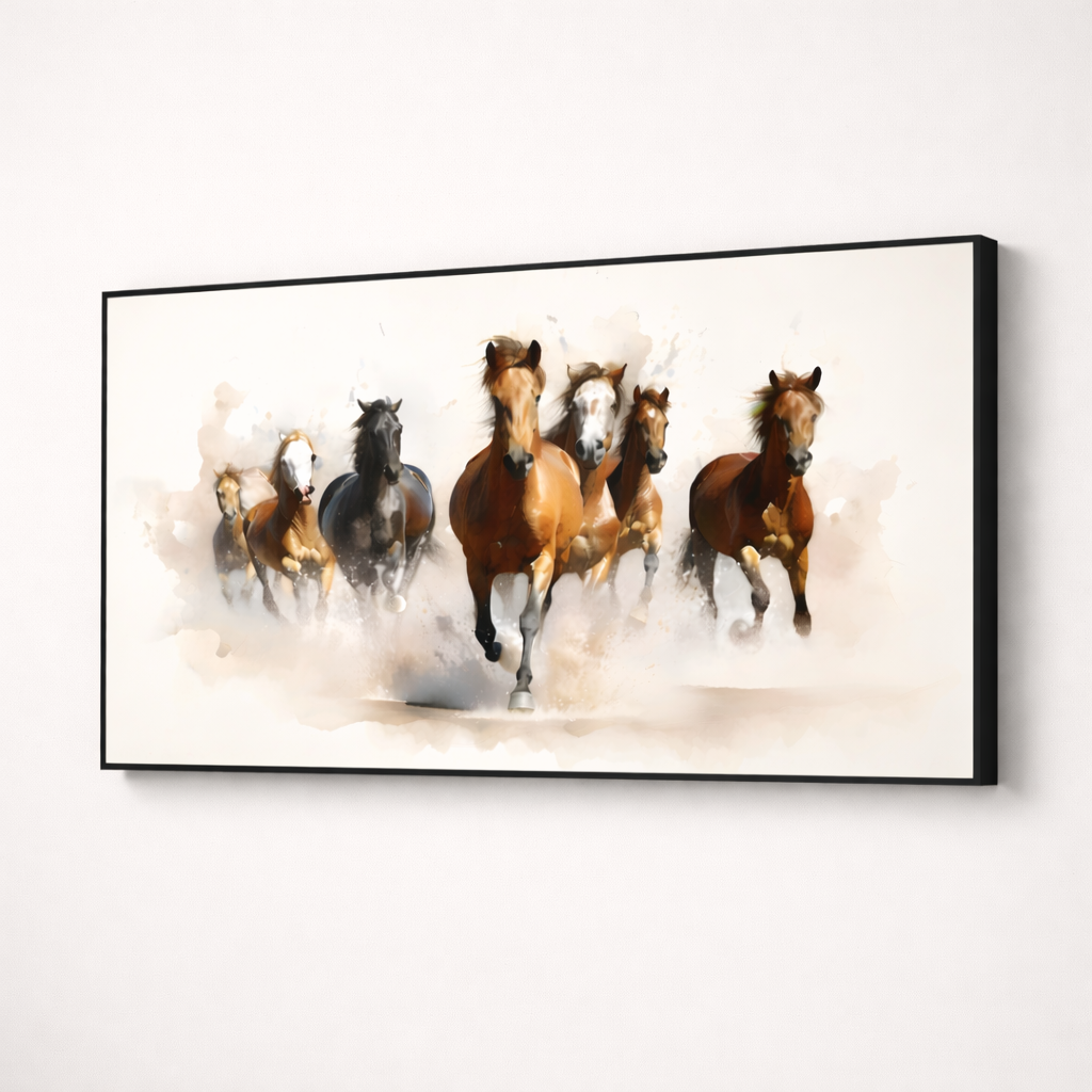 Freedom Charge – Running Horses Modern Canvas Art 48x24