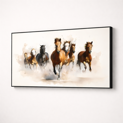 Freedom Charge – Running Horses Modern Canvas Art 48x24