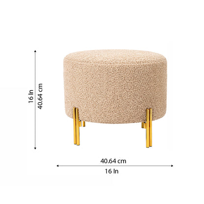 Premium Bouclé Beige Ottoman - Gold Legs