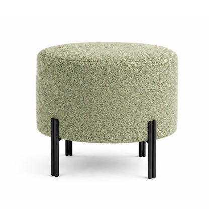 Premium Bouclé Sage Ottoman - Black Legs