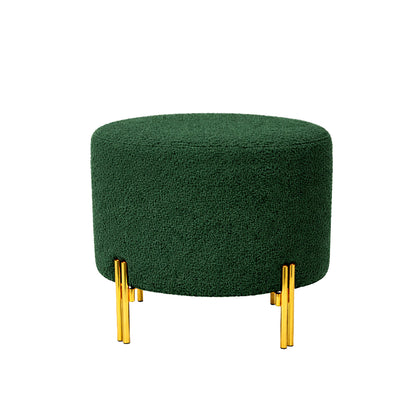 Premium Bouclé Green Ottoman - Gold Legs
