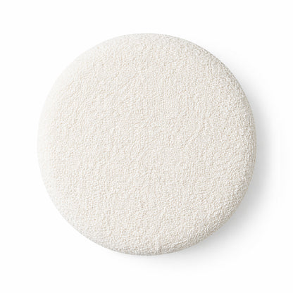 Premium Bouclé White Ottoman - Black Legs