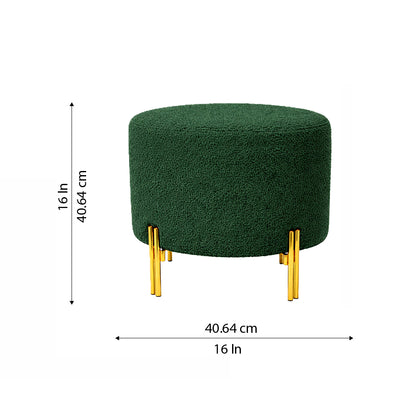 Premium Bouclé Green Ottoman - Gold Legs
