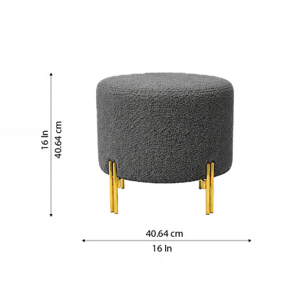 Premium Bouclé Grey Ottoman - Gold Legs