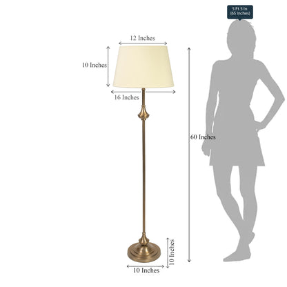 Royal Antique Brass Floor Lamp (5 ft) – Cream Shade