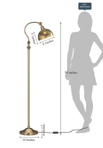 Vintage Curved Floor Lamp – Brass Antique
