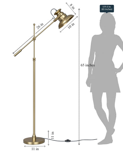 Antique Brass Adjustable Task Floor Lamp – Shorter