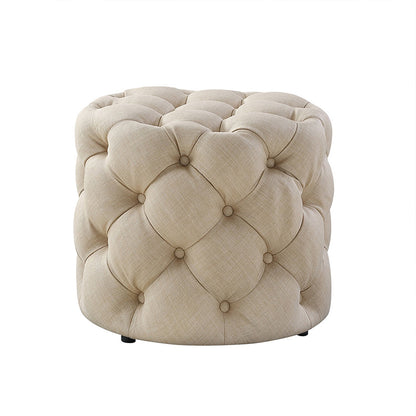 Briana Beige Velvet Ottoman Cube