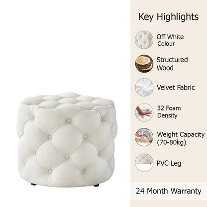 Briana White Velvet Ottoman Cube