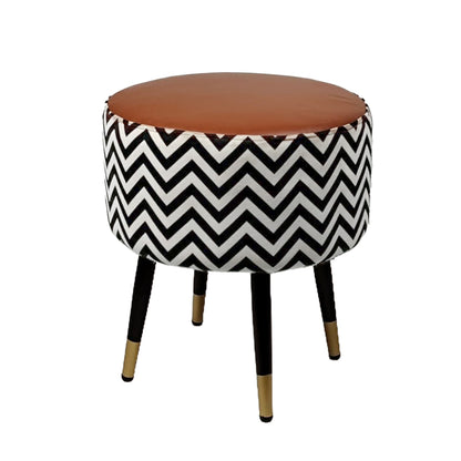 Zig Zag Brown Black Chevron Ottoman - Gold Tips
