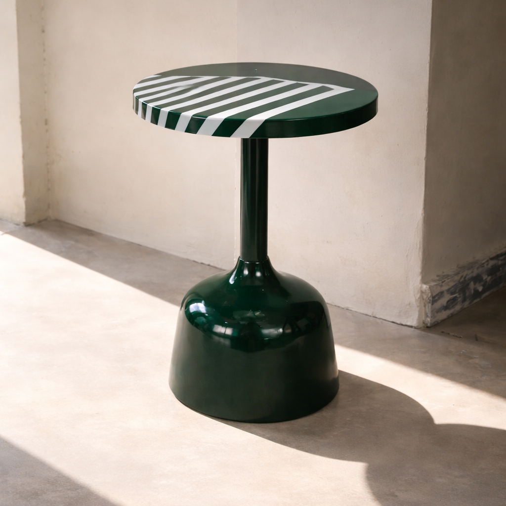 Verde Axis Modern Iron Pedestal Accent Table – Round Sculptural Side Table