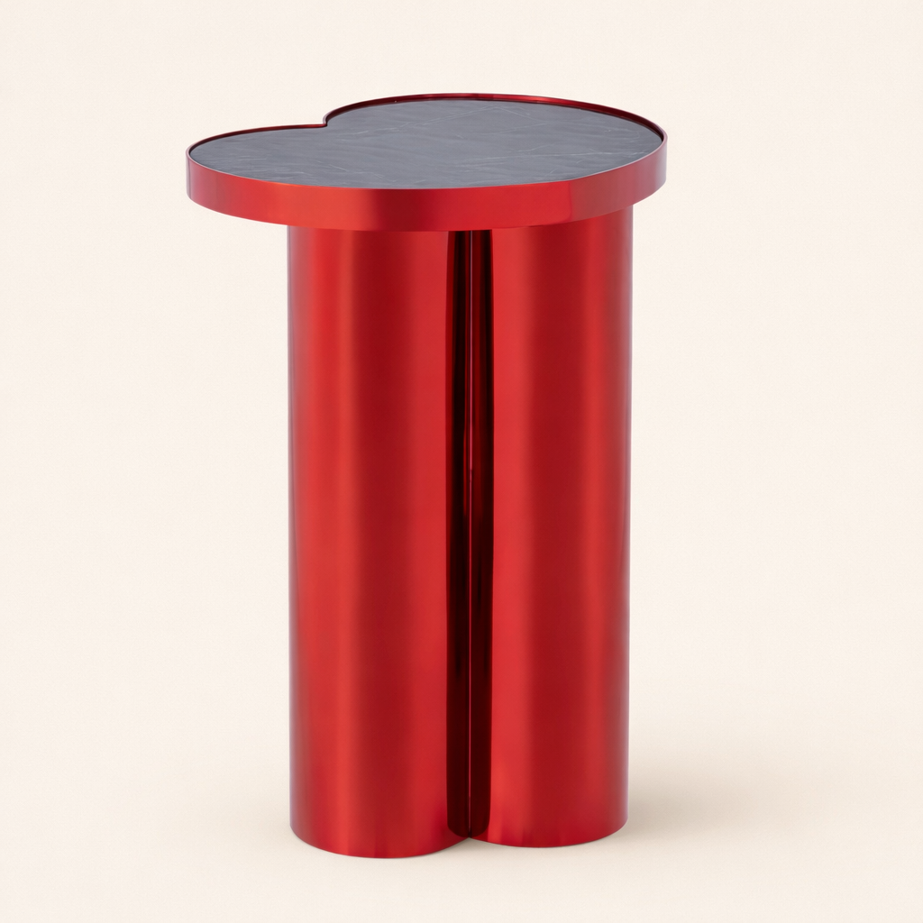 Heartform Luxe Stainless Steel Pedestal Table – Modern Sculptural Accent Side Table