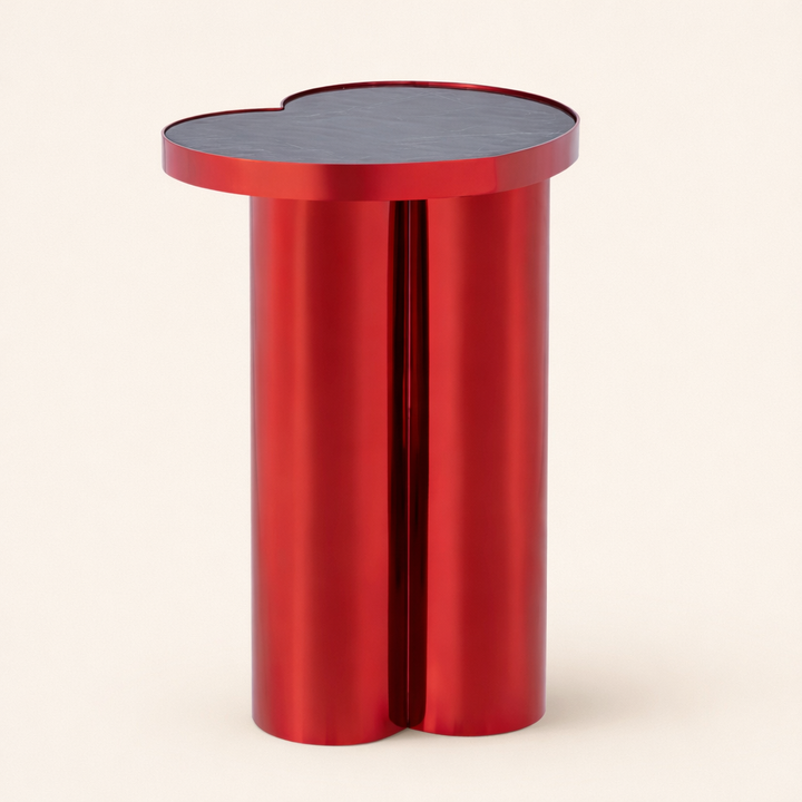 Heartform Luxe Stainless Steel Pedestal Table – Modern Sculptural Accent Side Table