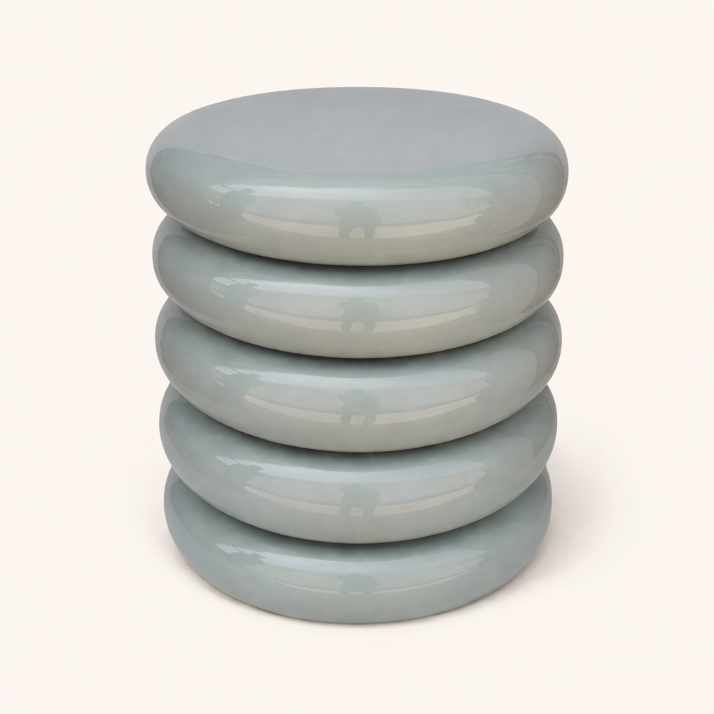 Luna Sage Mist Gloss Iron Pedestal Side Table