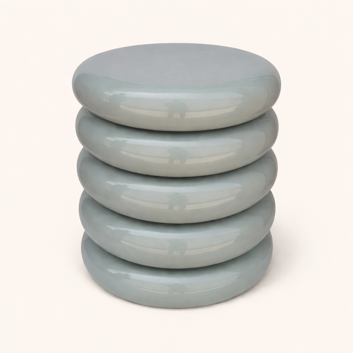 Luna Sage Mist Gloss Iron Pedestal Side Table